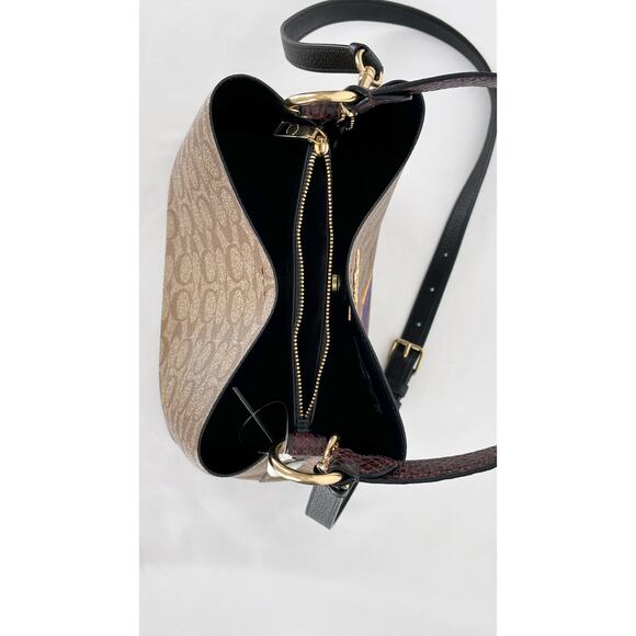 Coach X Jean Michel Basquiat Town Bucket Bag In Signature Canvas Brown Purse New - Picture 13 of 15